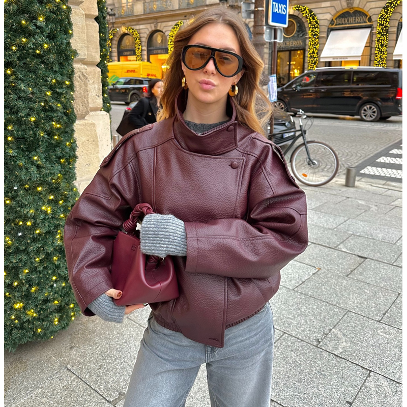 AliExpress MUJER Faux Leather Jackets for Women Oversize Women's Bomber Jacket Fashion Winter Womens Coats Outerwears Demi-season Jackets, view 6