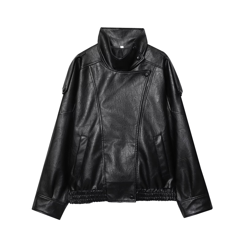 AliExpress MUJER Faux Leather Women's Jacket Black Oversize Bomber Jackets for Women Outerwears Winter Overcoat Female Fashion Jacket Woman, view 3