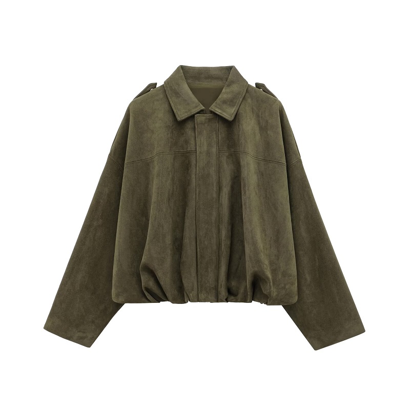 AliExpress MUJER Faux Suede Bomber Jackets for Women Zip Oversized Jacket Woman Outerwears Padded Varsity Jackets Streetwear Women's Coats, view 4
