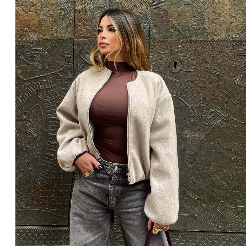 AliExpress MUJER Fleece Bomber Jackets for Women Soft Zipper Woman's Sports Jacket Casual Cropped Jacket Women Long Sleeve Coats Outerwears, view 2