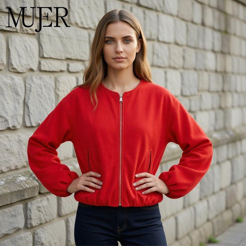 AliExpress MUJER Fleece Bomber Jackets for Women Soft Zipper Woman's Sports Jacket Casual Cropped Jacket Women Long Sleeve Coats Outerwears, view 3
