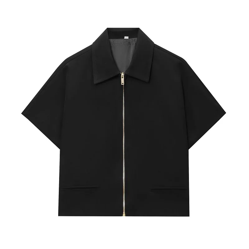 AliExpress MUJER Women's Cropped Jacket Short Sleeve Varsity Jackets for Women Summer Zip up New in Coats and Jackets Holiday Outerwears, view 4
