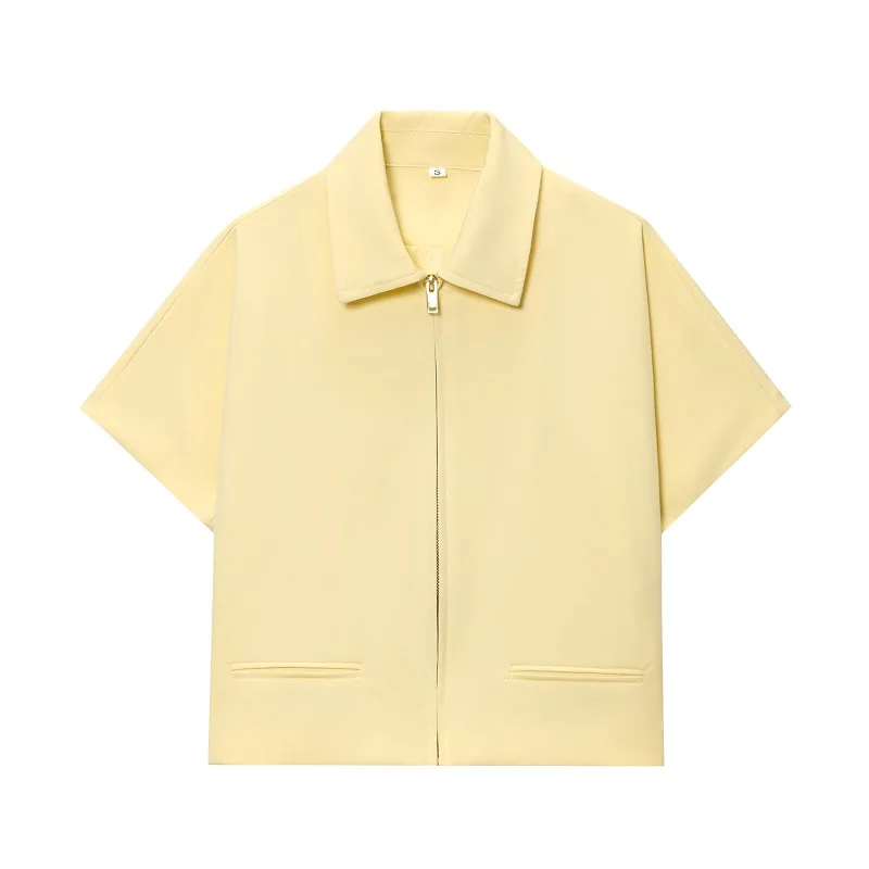 AliExpress MUJER Women's Cropped Jacket Short Sleeve Varsity Jackets for Women Summer Zip up New in Coats and Jackets Holiday Outerwears, view 5