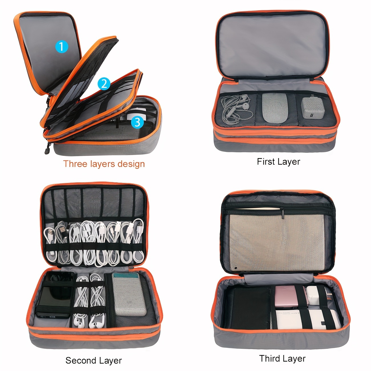 AliExpress Multi-Layer Travel Cable Storage Organizer Bag, view 5