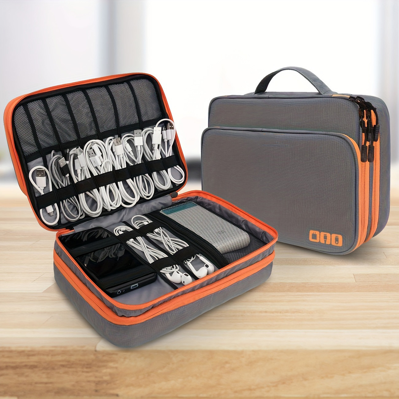 AliExpress Multi-Layer Travel Cable Storage Organizer Bag, view 6