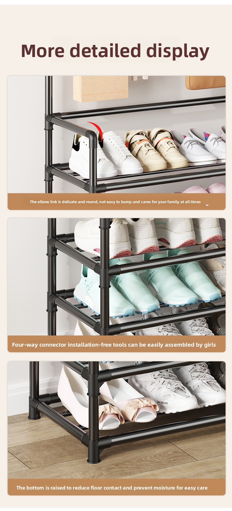 AliExpress Multi-layer Door-mounted Shoe Hat Rack - Simple Assembly Household Integrated Multi-functional Storage Cabinet for Home Use, view 2