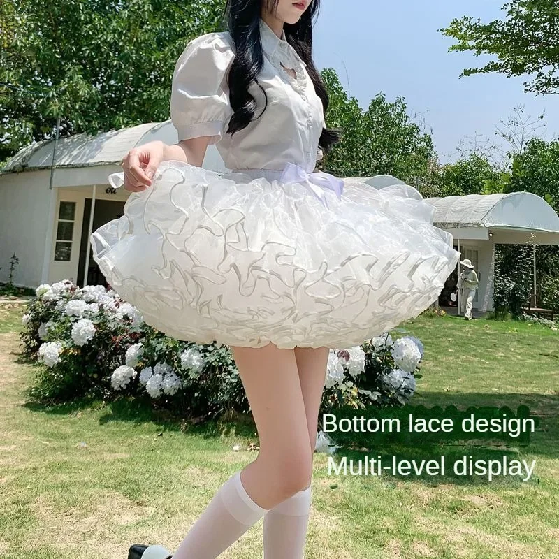 AliExpress Multi-layer Ruffled Petticoats For Women Fluffy Bubble Skirt Crinoline Underskirt No Hoop Boneless Lolita Puffy Skirt Mini Skirt