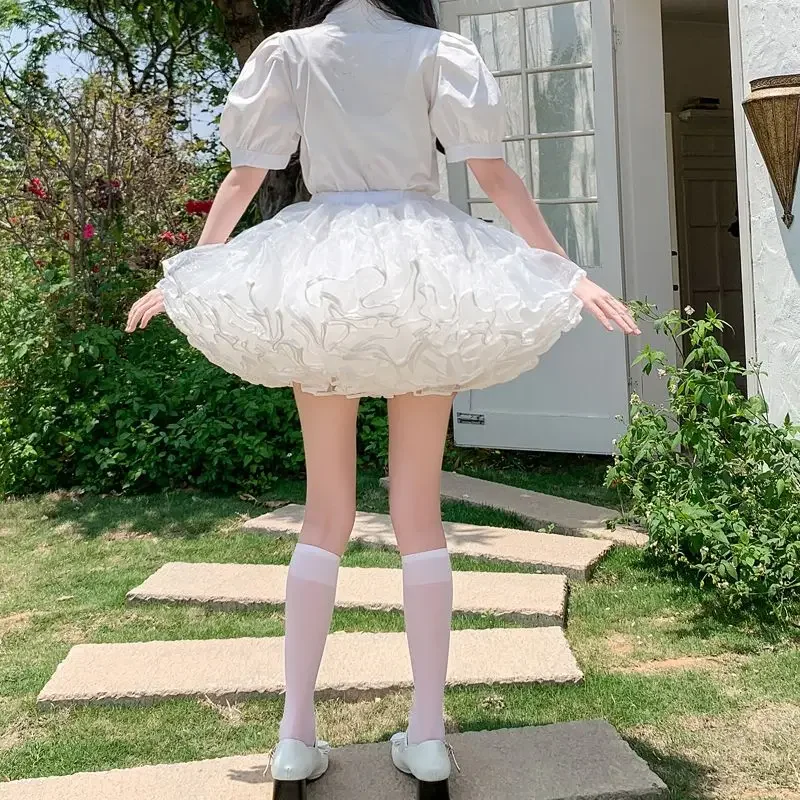 AliExpress Multi-layer Ruffled Petticoats For Women Fluffy Bubble Skirt Crinoline Underskirt No Hoop Boneless Lolita Puffy Skirt Mini Skirt, view 2