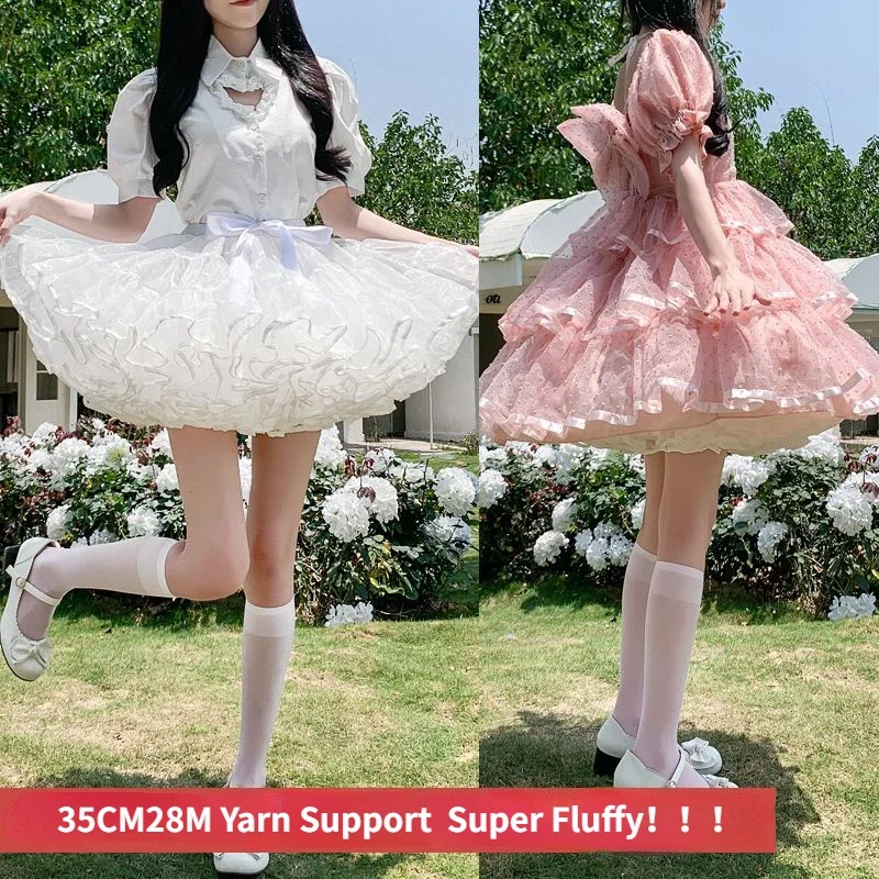 AliExpress Multi-layer Ruffled Petticoats For Women Fluffy Bubble Skirt Crinoline Underskirt No Hoop Boneless Lolita Puffy Skirt Mini Skirt, view 3