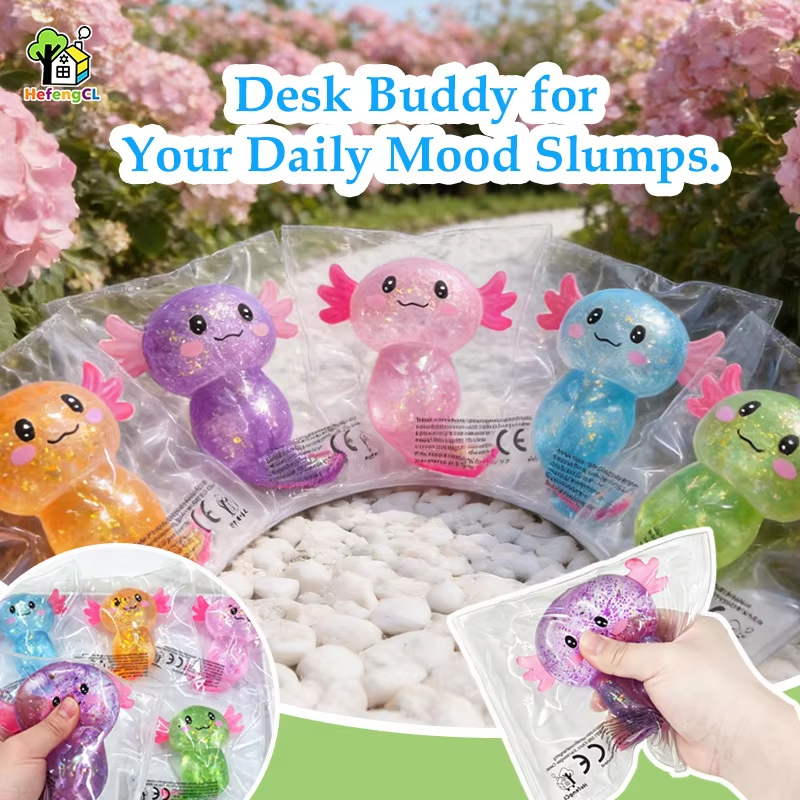 AliExpress Multicolor Glitter Axolotl Squishy Soft TPR Squeeze Toy Stress Relief Fidget Toy Kawaii Salamander Animal Sensory Decompression, view 3