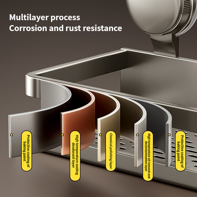 AliExpress Multifunctional Suction Cup Rack Kitchen Utensils Storage Wall Mounted Spice Holder Bathroom Organizer No Drilling Required, view 4