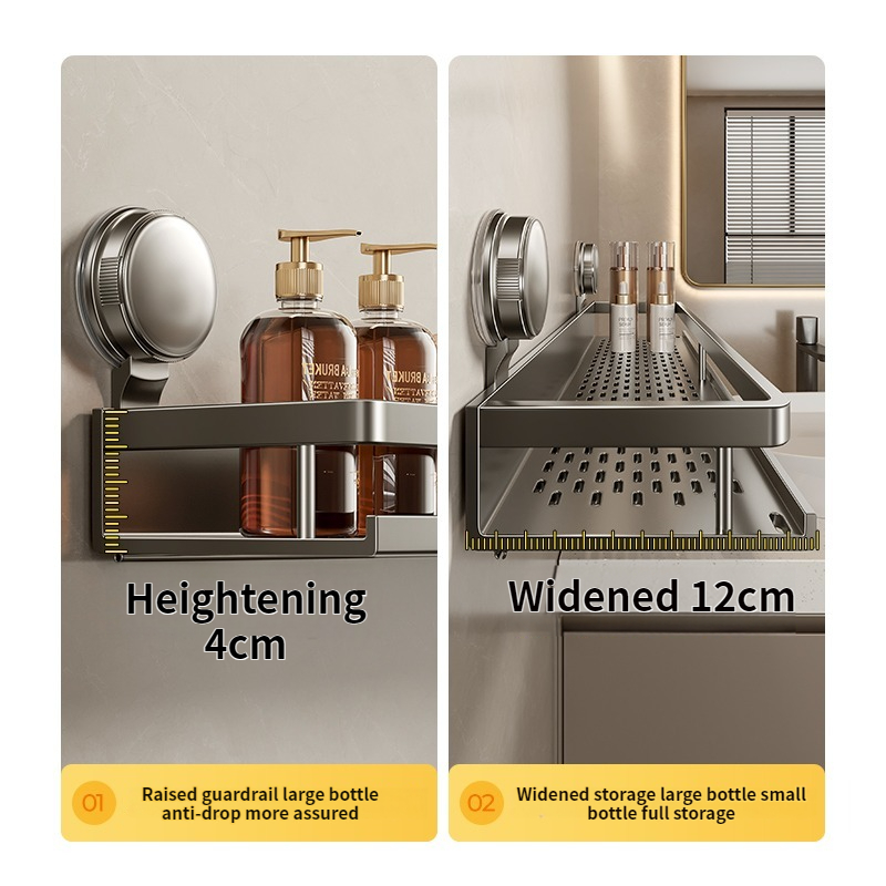 AliExpress Multifunctional Suction Cup Rack Kitchen Utensils Storage Wall Mounted Spice Holder Bathroom Organizer No Drilling Required, view 5