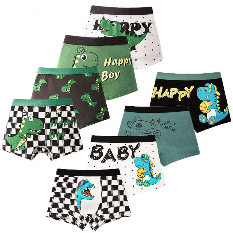 AliExpress Multipack Dinosaur Pattern Athflow Style Boys Boxer Briefs Cotton Kids Boxers Breathable Children Underwear For 3-12 Years Old