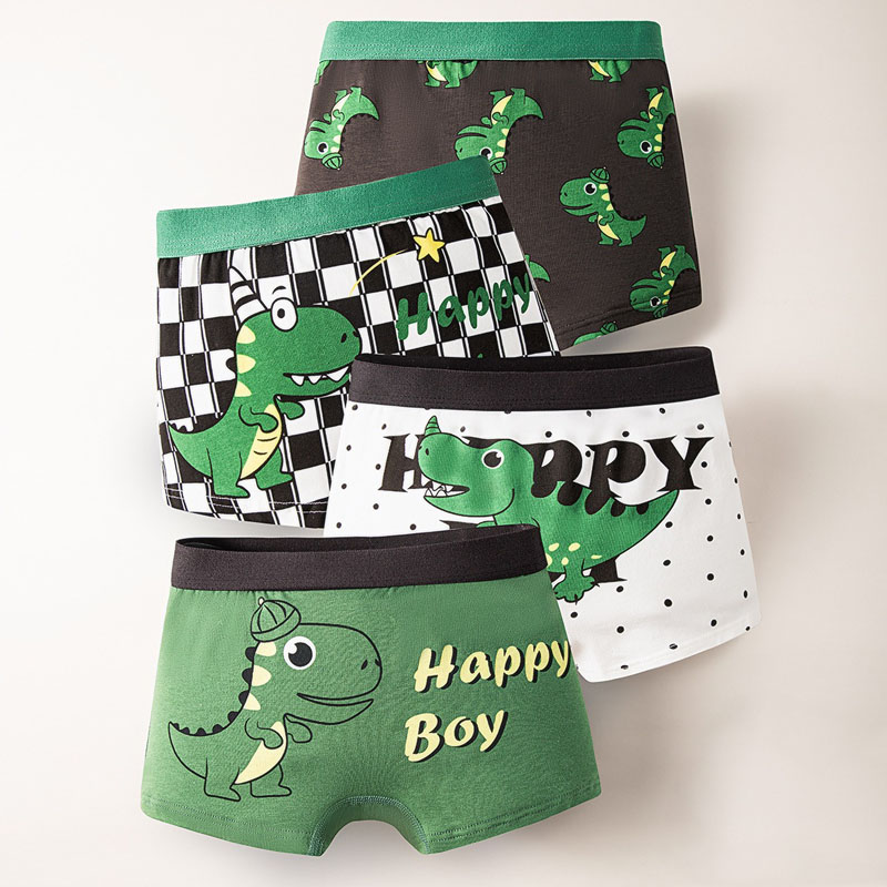 AliExpress Multipack Dinosaur Pattern Athflow Style Boys Boxer Briefs Cotton Kids Boxers Breathable Children Underwear For 3-12 Years Old, view 2