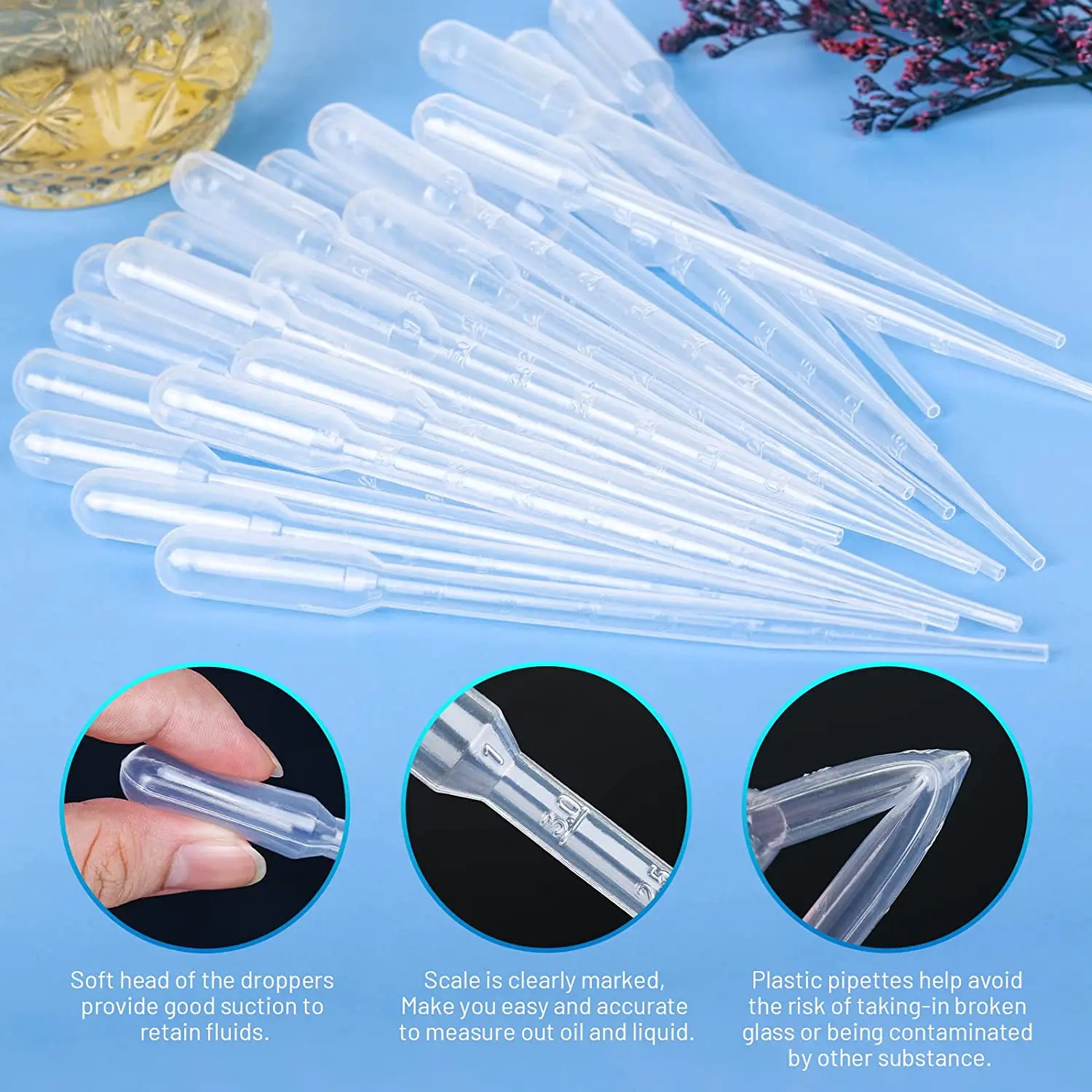 AliExpress Multipurpose Graduated Liquid Transfer Pipette Kit, Disposable Plastic Dropper, Practical Liquid Dispensing Tool for Lab Experiment and Makeup Creation, view 3