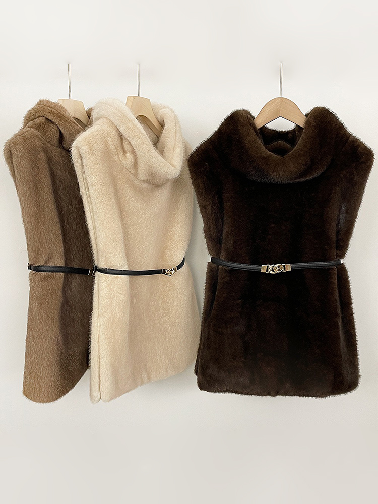 AliExpress Mumaroho 2026 Winter Spring Women Faux Fur Sable Vest Crop Top Solid  Turtleneck Eco Mink Faux Fur Tank Tops Pullover Jacket