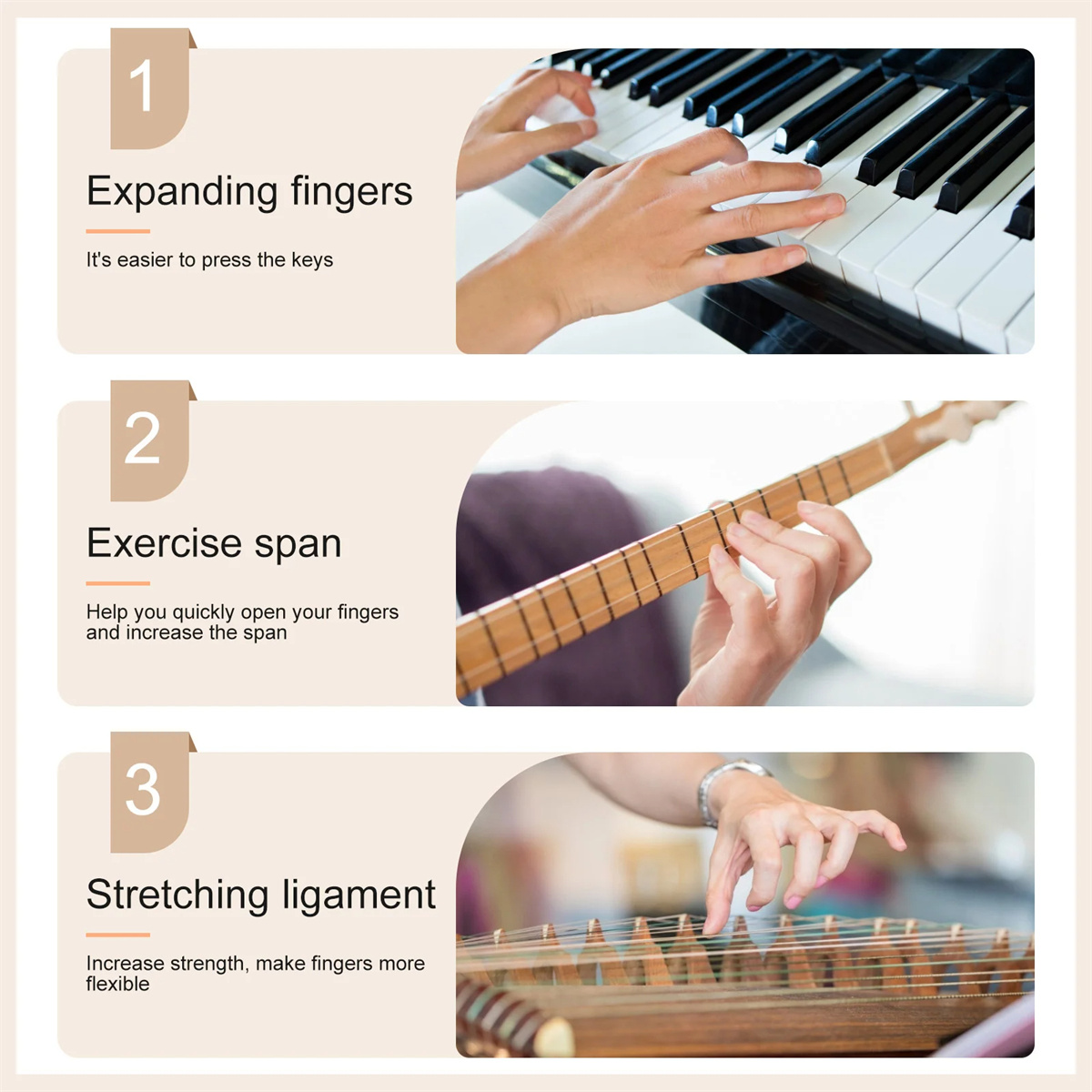 AliExpress Musical Instrument Finger Expander Guitar Training Span Trainer Expansion Trainers Tool Beginner Accessories Hand Exerciser, view 4
