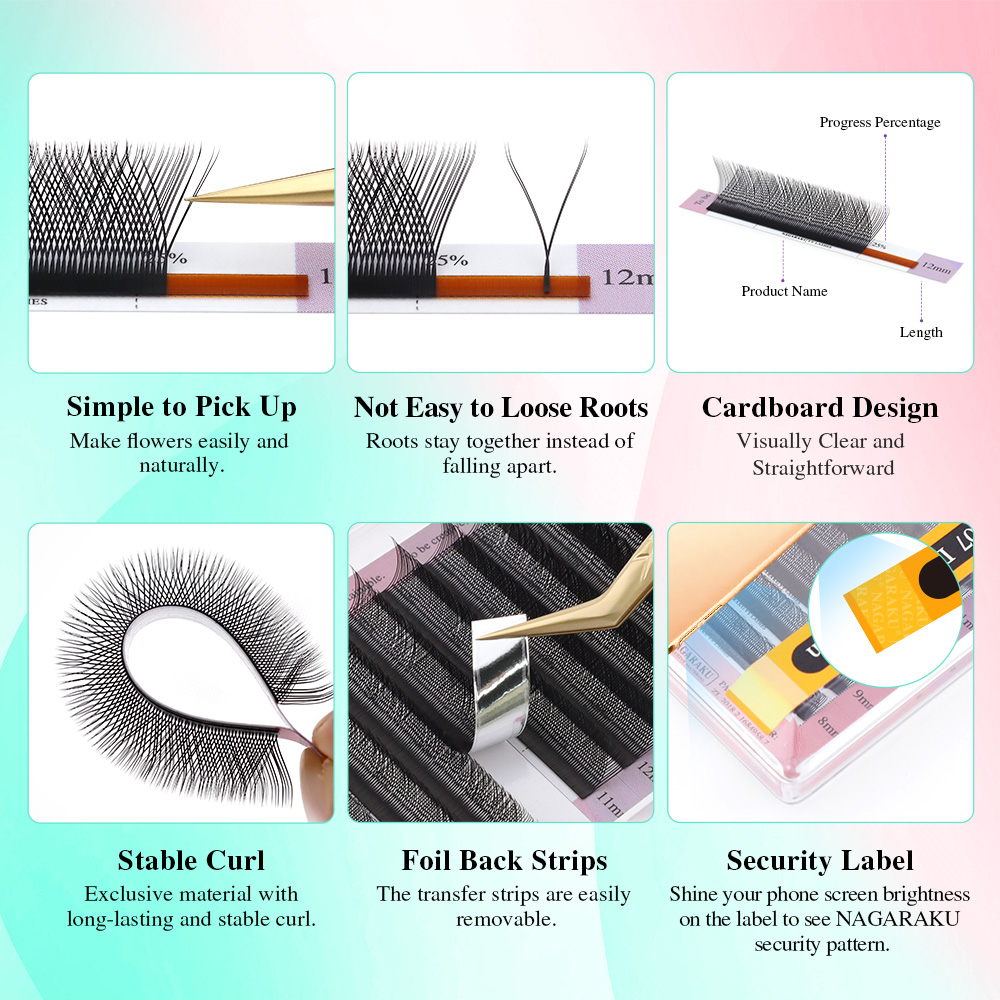 AliExpress NAGARAKU Premade YY Lash Fans (10 Cases), view 3