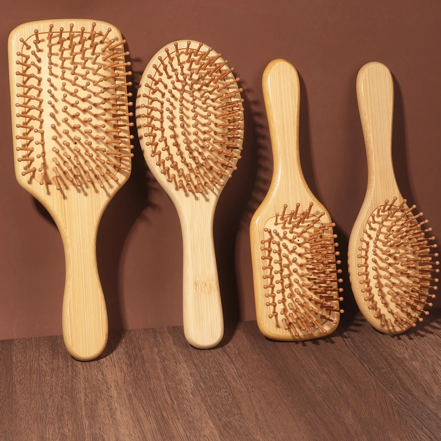 AliExpress Natural bamboo paddle comb air cushion comb scalp massage anti-static tangle free comb,Special for real hair wigs