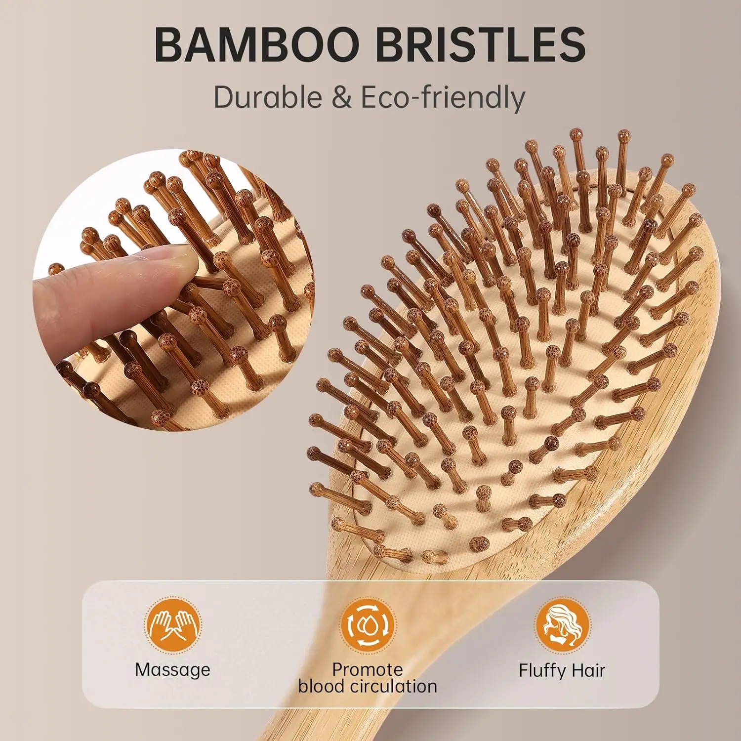 AliExpress Natural bamboo paddle comb air cushion comb scalp massage anti-static tangle free comb,Special for real hair wigs, view 2