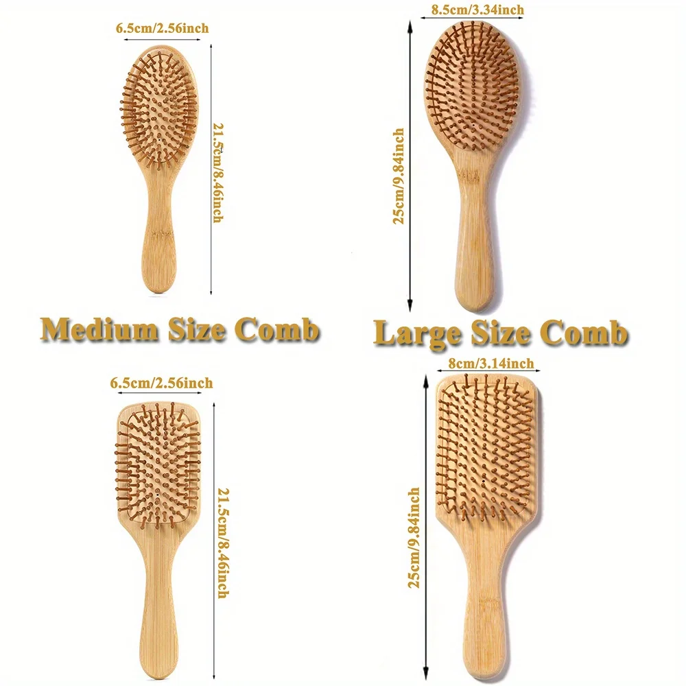 AliExpress Natural bamboo paddle comb air cushion comb scalp massage anti-static tangle free comb,Special for real hair wigs, view 6