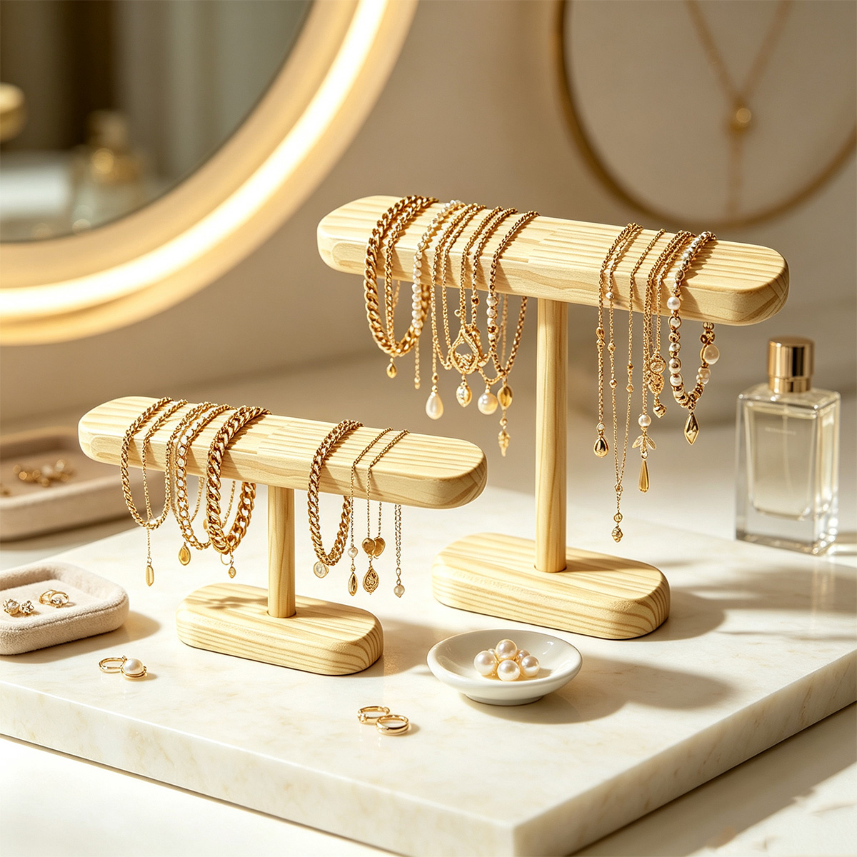 AliExpress Natural Wood T-Bar Jewelry Display Stand, view 2
