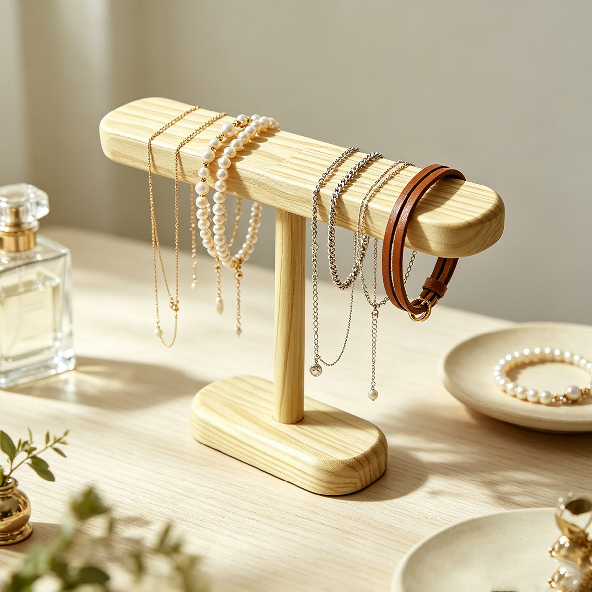 AliExpress Natural Wood T-Bar Jewelry Display Stand, view 3