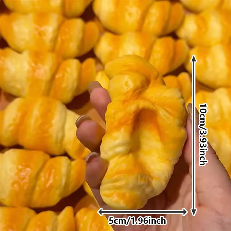 AliExpress New 1 2 3Pcs Simulation Croissant Bread Squishy Toy Slow Rising Sticky Squeeze Fidget Toy Stress Relief Creative Gifts 2027, view 6