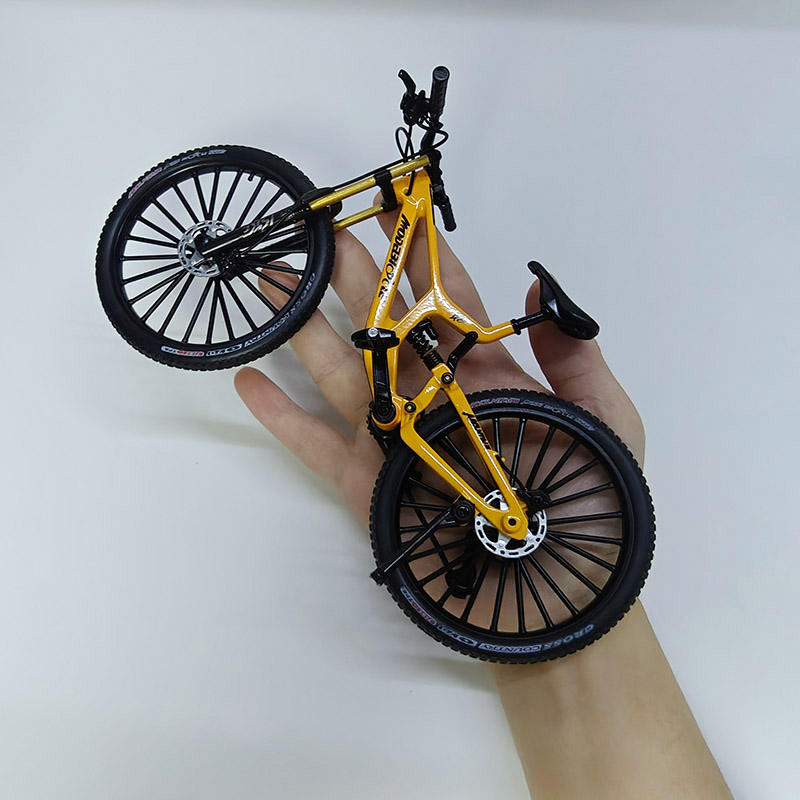 AliExpress New 1:8 Model Mini Alloy Bicycle Diecast Metal Toy Bikes Shock Absorption Mountain Finger Bicycle Simulation Collection Toys, view 3