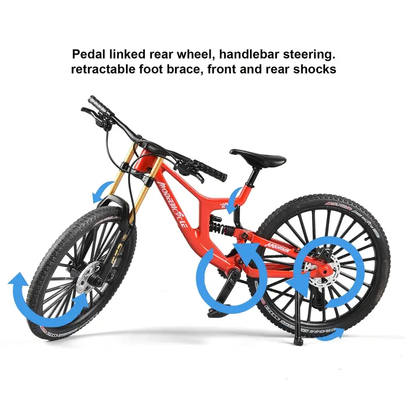 AliExpress New 1:8 Model Mini Alloy Bicycle Diecast Metal Toy Bikes Shock Absorption Mountain Finger Bicycle Simulation Collection Toys, view 5