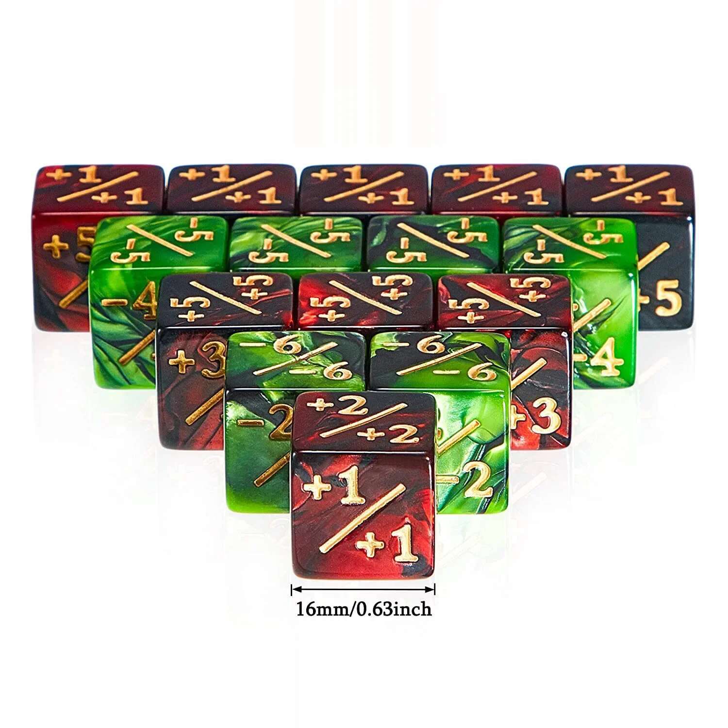 AliExpress New 10Pcs 16mm 6 Side Dice Counters +1/-1 Dice Counting Dice  and negative  dual color positive and negative dice