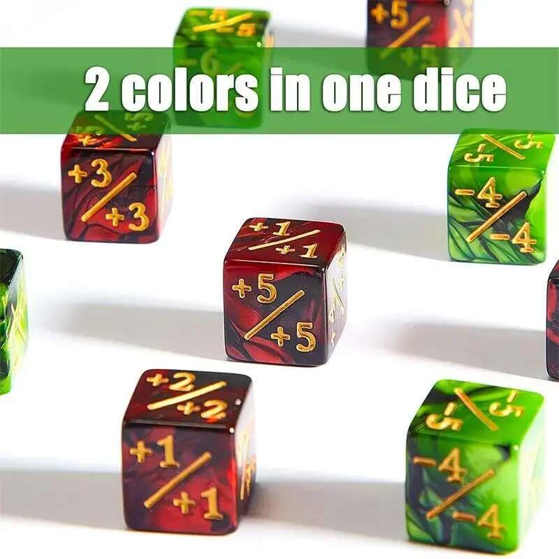 AliExpress New 10Pcs 16mm 6 Side Dice Counters +1/-1 Dice Counting Dice  and negative  dual color positive and negative dice, view 2