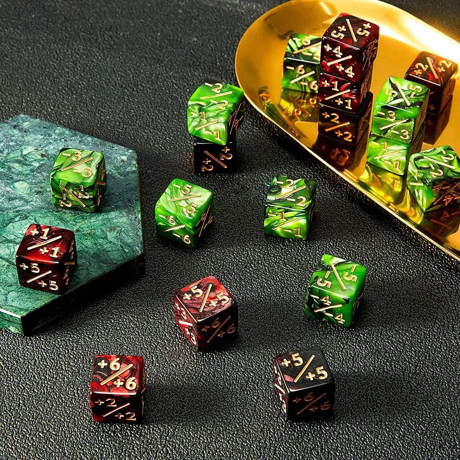 AliExpress New 10Pcs 16mm 6 Side Dice Counters +1/-1 Dice Counting Dice  and negative  dual color positive and negative dice, view 4