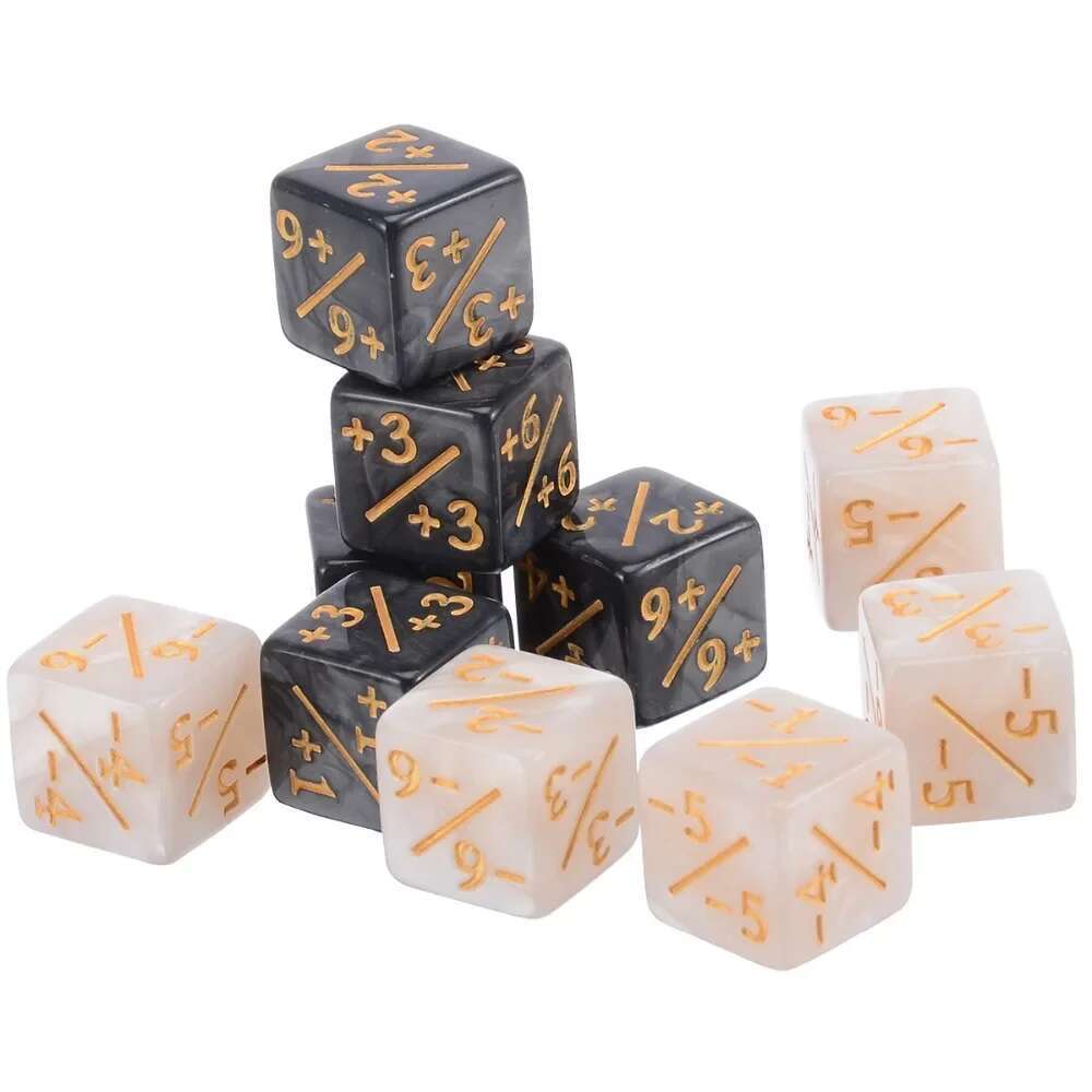 AliExpress New 10Pcs 16mm 6 Side Dice Counters +1/-1 Dice Counting Dice  and negative  dual color positive and negative dice, view 5