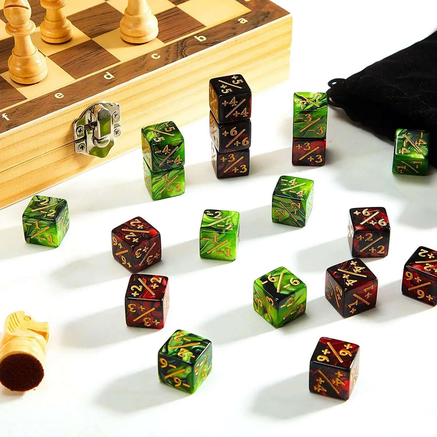 AliExpress New 10Pcs 16mm 6 Side Dice Counters +1/-1 Dice Counting Dice  and negative  dual color positive and negative dice, view 6