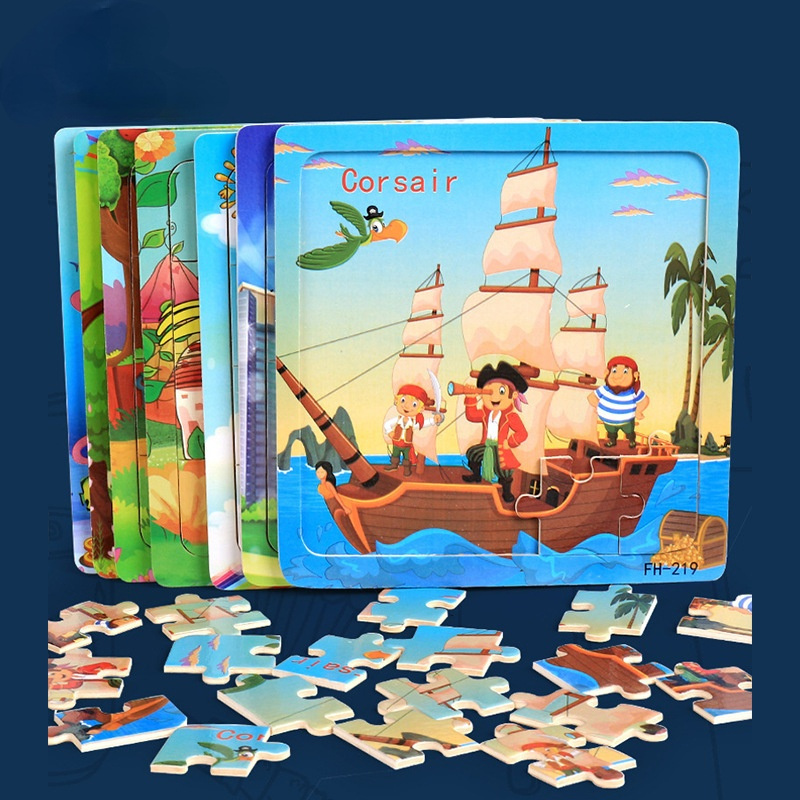 AliExpress New 20 Piece Wooden 3d Puzzle Cartoon Animal Vehicle Jigsaw Puzzle Montessori Educational Toys For Kids 3-6 Years Old, view 3