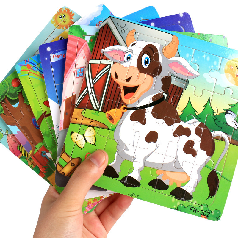 AliExpress New 20 Piece Wooden 3d Puzzle Cartoon Animal Vehicle Jigsaw Puzzle Montessori Educational Toys For Kids 3-6 Years Old, view 4