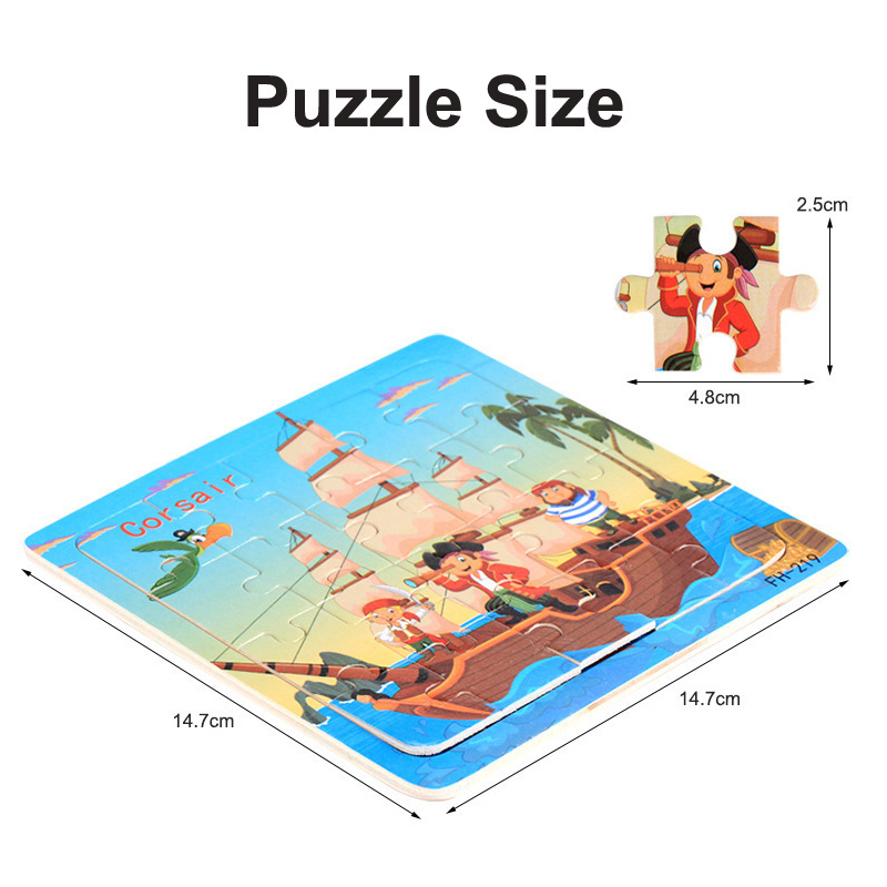 AliExpress New 20 Piece Wooden 3d Puzzle Cartoon Animal Vehicle Jigsaw Puzzle Montessori Educational Toys For Kids 3-6 Years Old, view 6