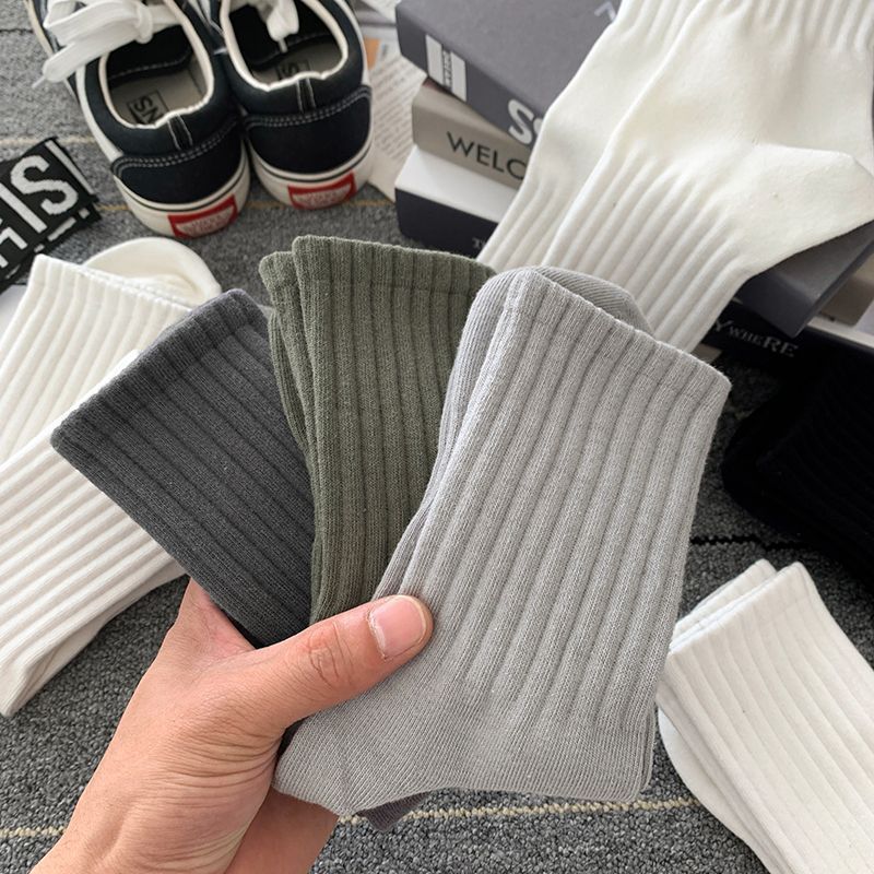 AliExpress New 5 Pairs Cool Men Black White Warm Socks Set Autumn Winter Male Solid Color Sport Short Socks For Men Dropshipping, view 4