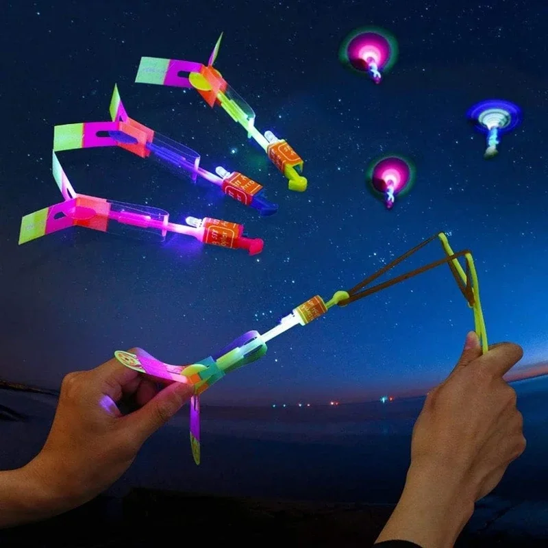 AliExpress New 50/30/10/5/1Pc Amazing Light Toy Arrow Rocket Helicopter Flying LED Light Toys Party Fun Best Gifts Rubber Band Catapult, view 3