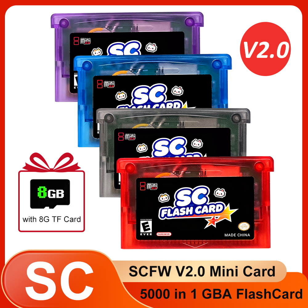 AliExpress New 5000 in 1 GBA FlashCard Mini V2.0 SCFW Card For GBA GBC GB NES with 8G TF Card Adapter For SP GBM IDS NDS NDSL Game Console