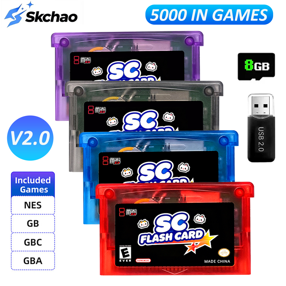 AliExpress New 5000 in 1 SCFW V2.0 Card Mini GBA FlashCard For GBA GBC GB NES with 8G TF Card Adapter For SP GBM IDS NDS NDSL Game Console
