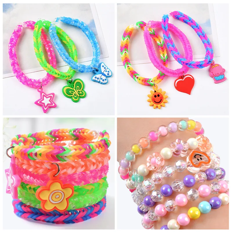 AliExpress NEW 600pcs Fluorescence Glow Bracelets Making Supplies DIY Rubber Loom Bands Wrist Necklaces for Girls Party Supplies Boy Toys, view 2