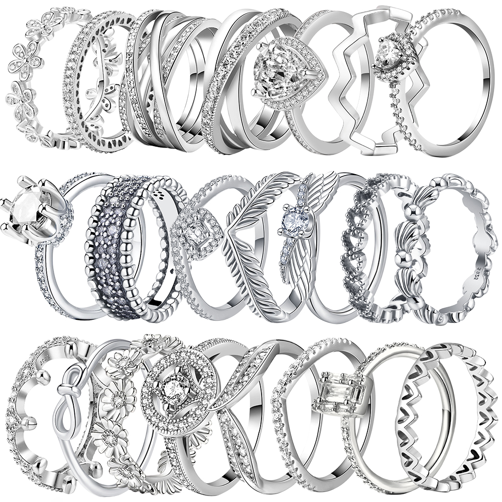 AliExpress 925 Silver Square Crown Heart Ring
