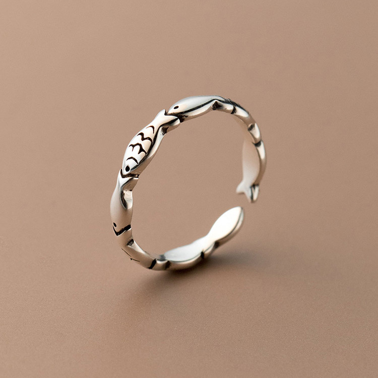 AliExpress Retro Fish Open Ring in 925 Silver
