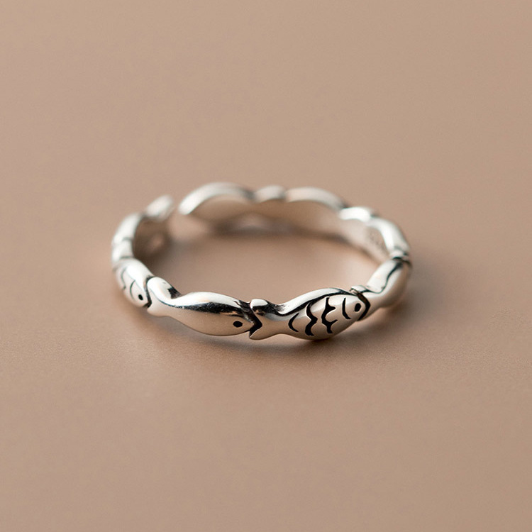 AliExpress Retro Fish Open Ring in 925 Silver, view 2