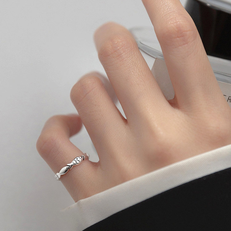 AliExpress Retro Fish Open Ring in 925 Silver, view 3