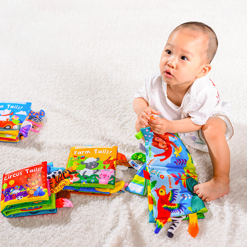 AliExpress New Baby Toys Cartoon Animals Tail Baby Cloth Book Educational Ringed Paper Cloth Book Toys Enlightenment Baby Toys 0 12 Months, view 2