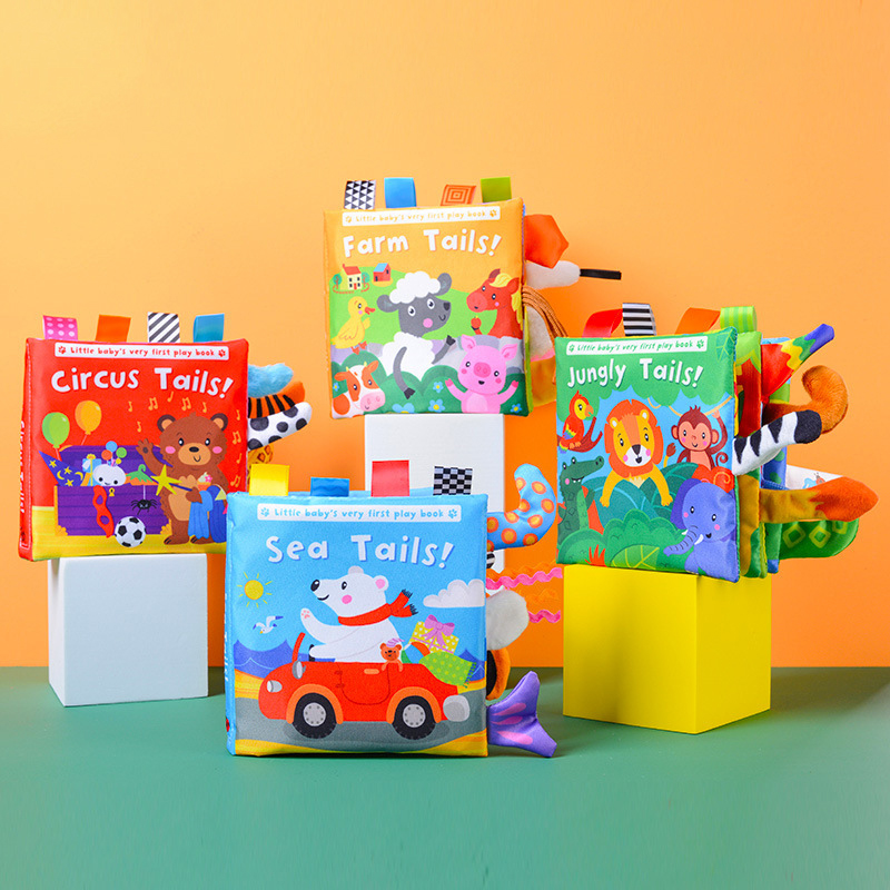 AliExpress New Baby Toys Cartoon Animals Tail Baby Cloth Book Educational Ringed Paper Cloth Book Toys Enlightenment Baby Toys 0 12 Months, view 3