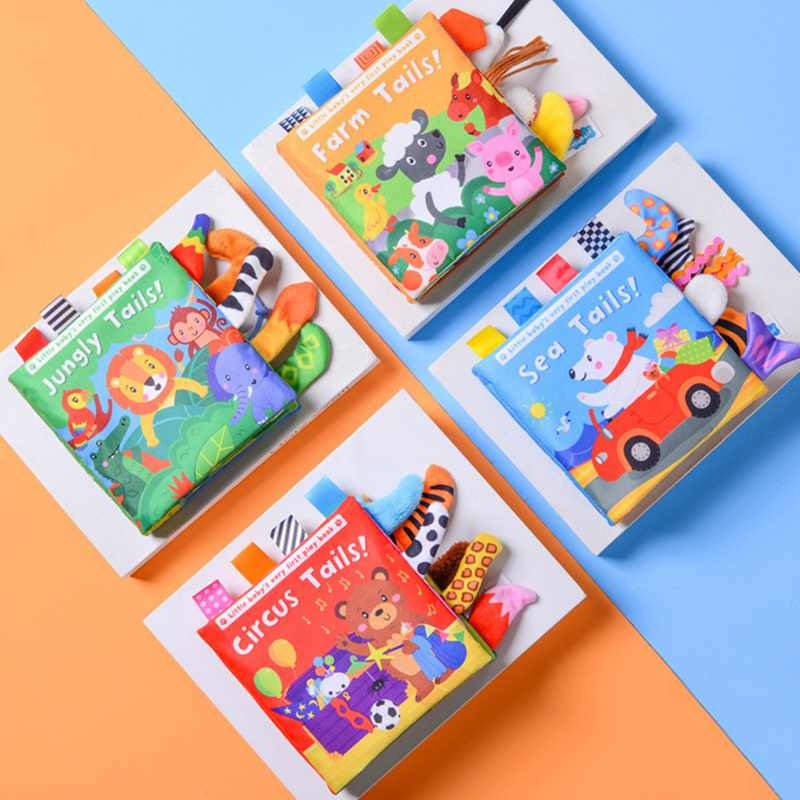AliExpress New Baby Toys Cartoon Animals Tail Baby Cloth Book Educational Ringed Paper Cloth Book Toys Enlightenment Baby Toys 0 12 Months, view 4